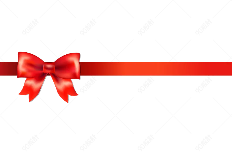 精美红色丝带蝴蝶结飘带礼盒装饰免扣元素