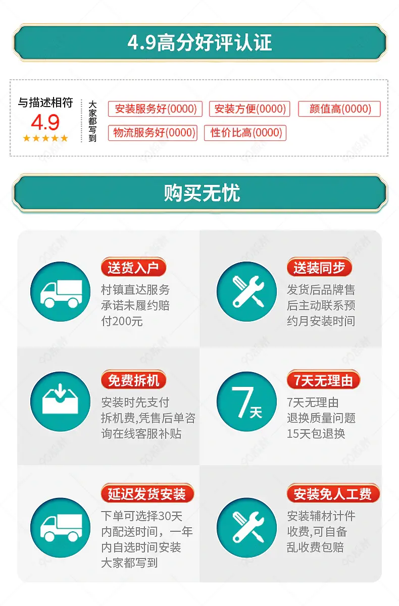 绿色清新绿色售后服务购买无忧4.9分高分好评认证