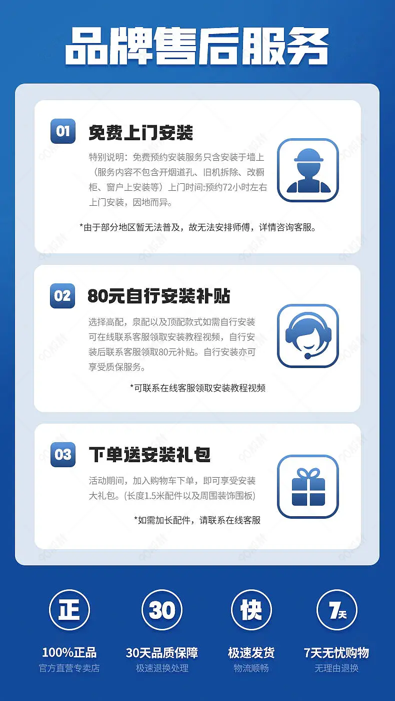 蓝色质感家电维修质保售后服务关联页