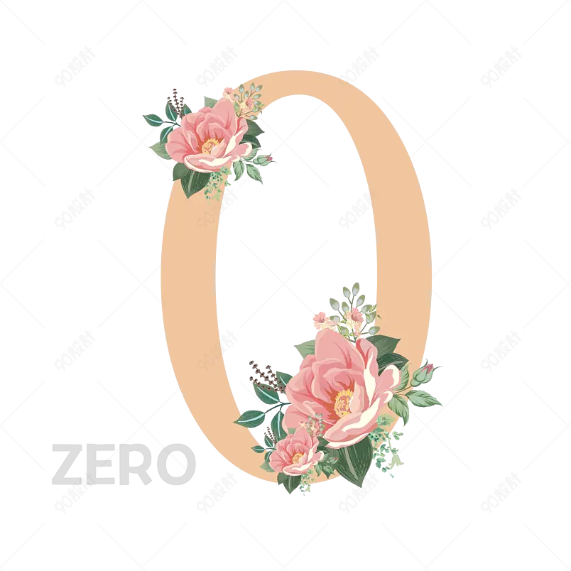 数字0花卉艺术字排版PSD排版