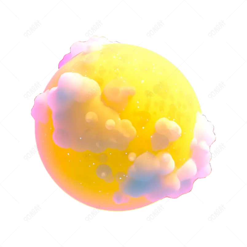 3D彩色宇宙星空星球黄色星球云彩背景装饰