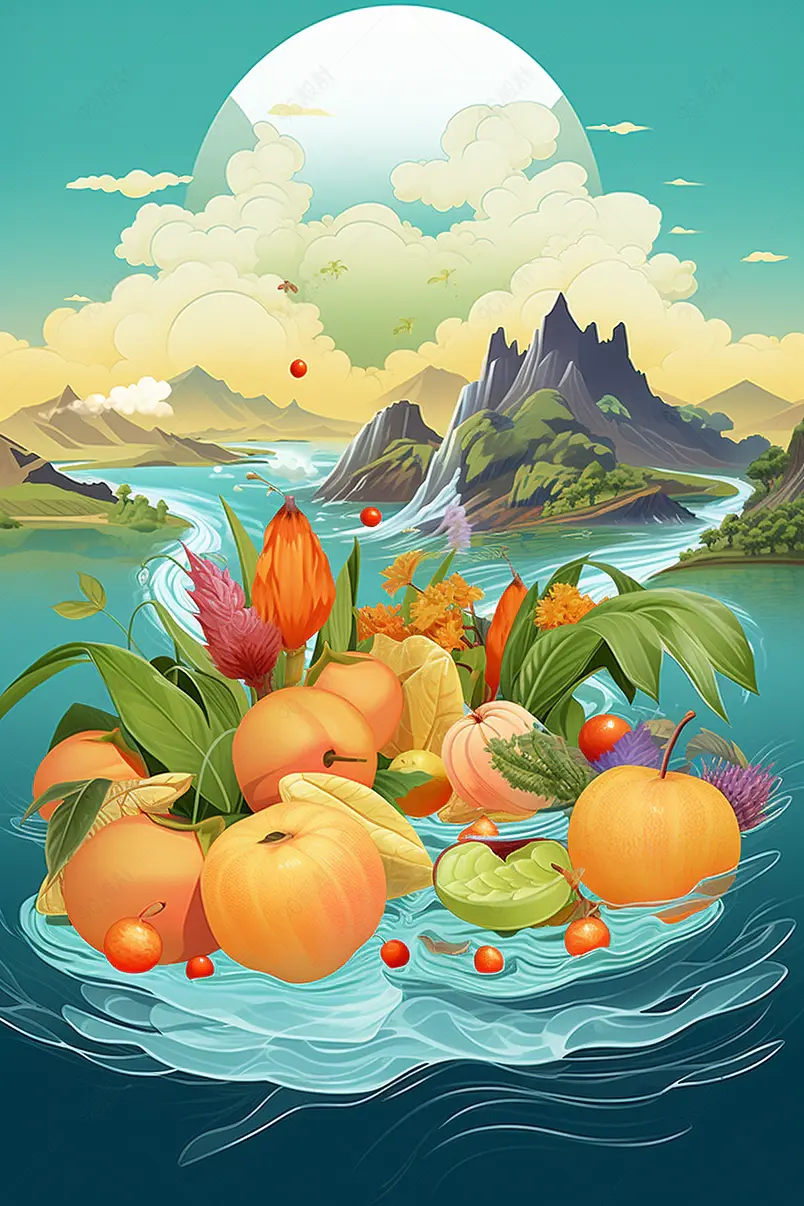 治愈二十四节气立秋国潮创意插画