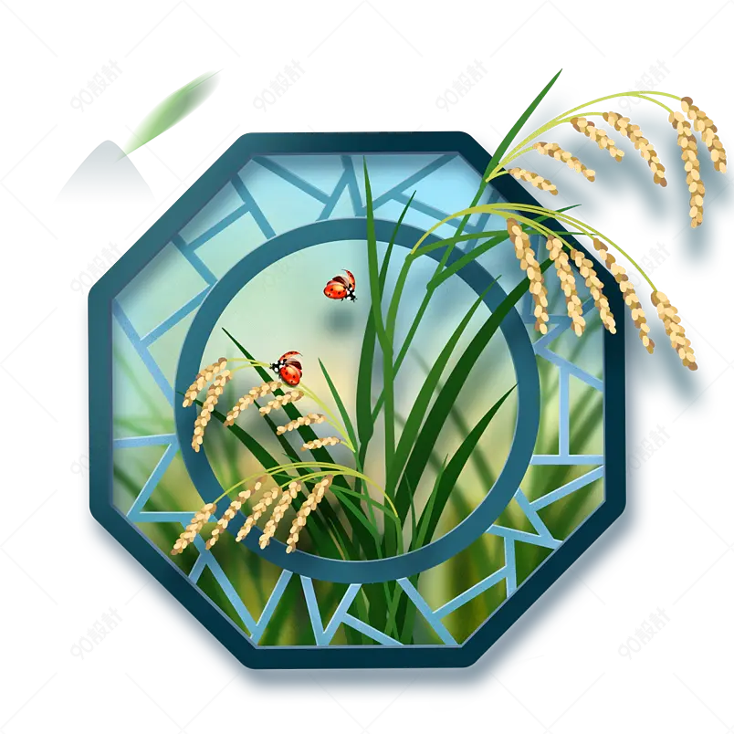 清新传统小满节气小麦麦穗海报装饰元素