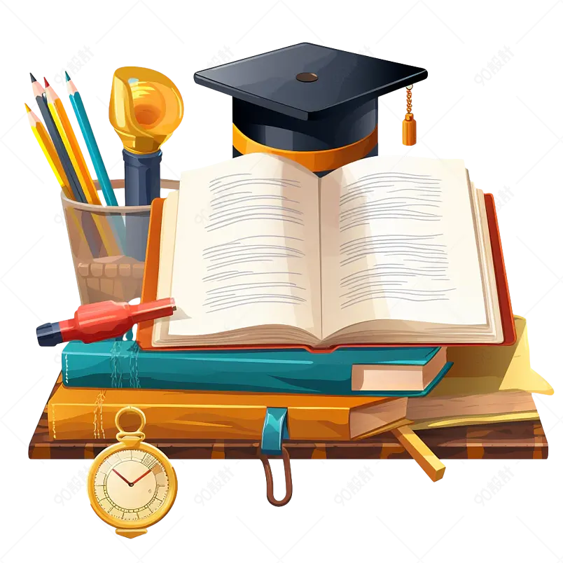 手绘学习用品学习书本书籍