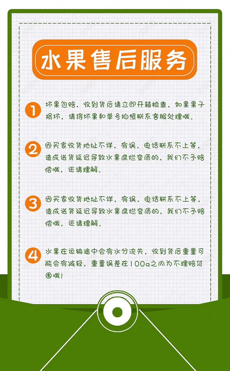 水果店铺通用简约清新绿色售后事项模板