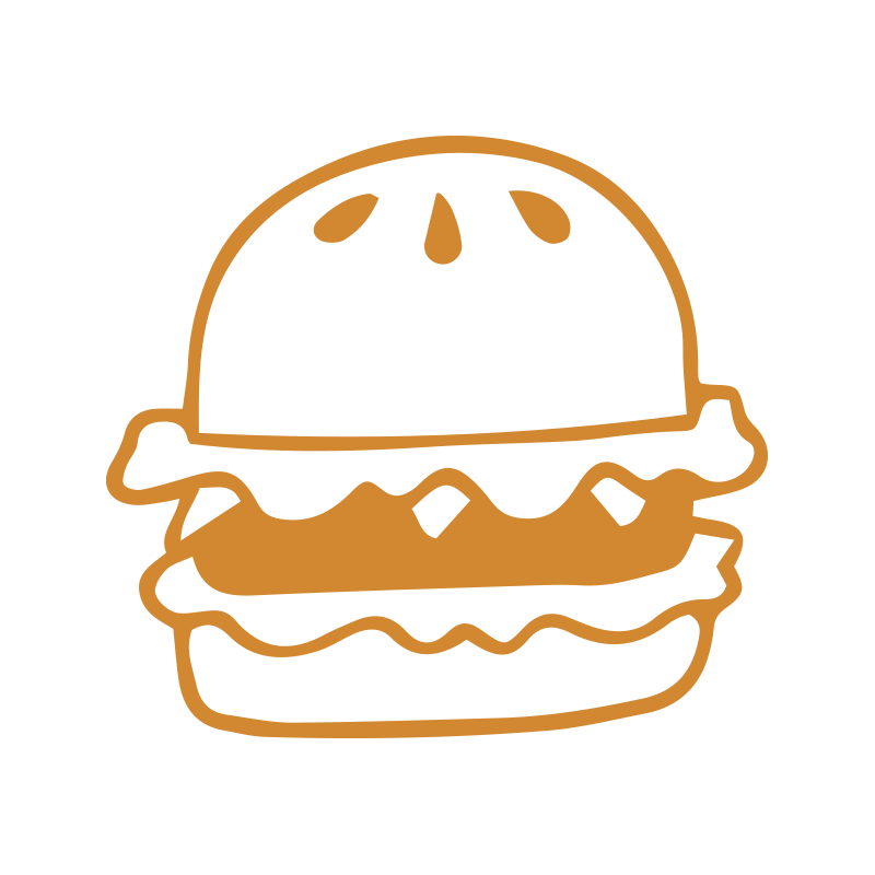 线描卡通汉堡