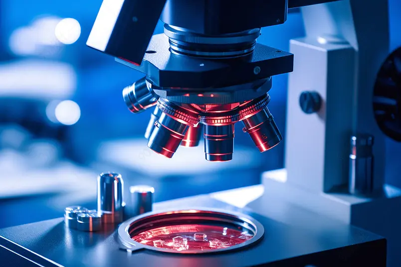 蓝色灯光科学科研化学研究显微镜先进器械