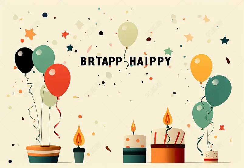 生日彩带气球蜡烛庆祝喝彩