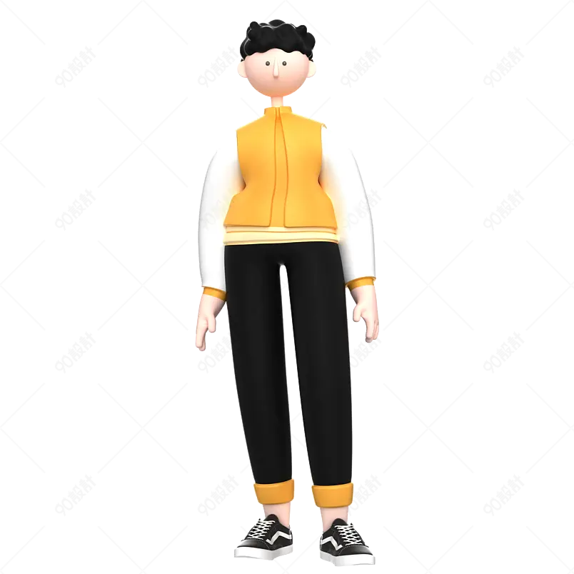 潮流风格时尚酷炫3D人物职业学生动作立体免抠元素