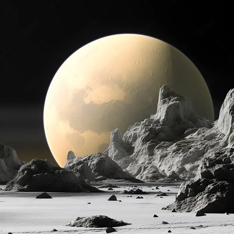 来自岩石卫星的系外行星，合成图像