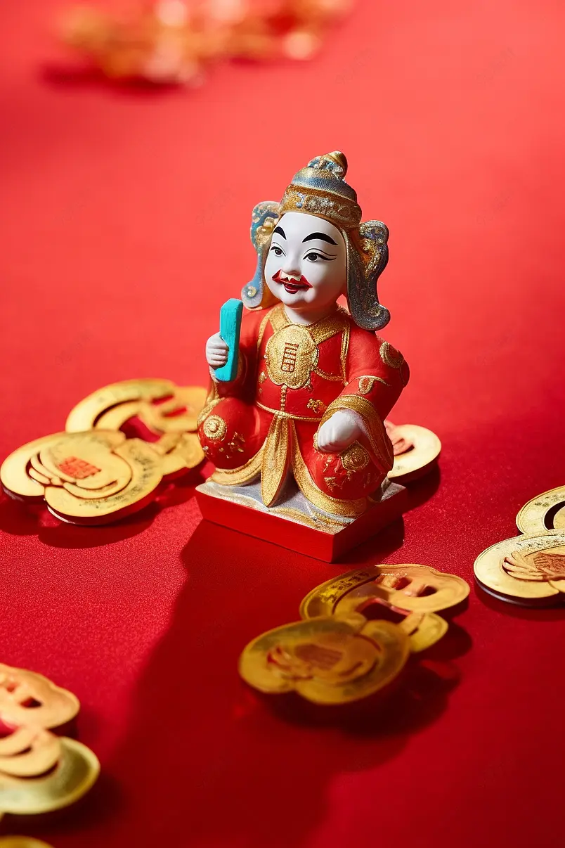 窗影下的财神与金元宝