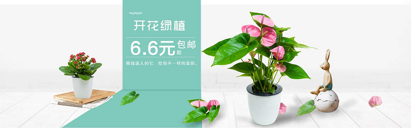 简约时尚盆景绿植日常促销全屏海报