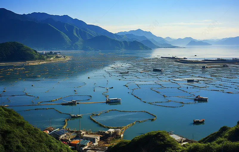 晴天的海上渔村