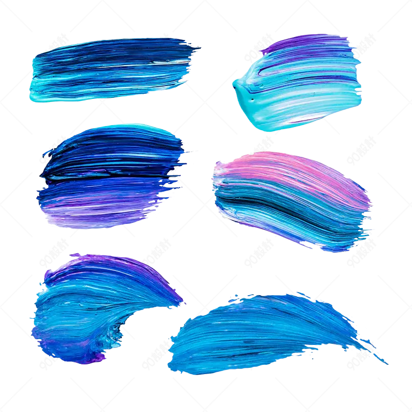 毛笔毛刷彩色油画感笔触效果元素