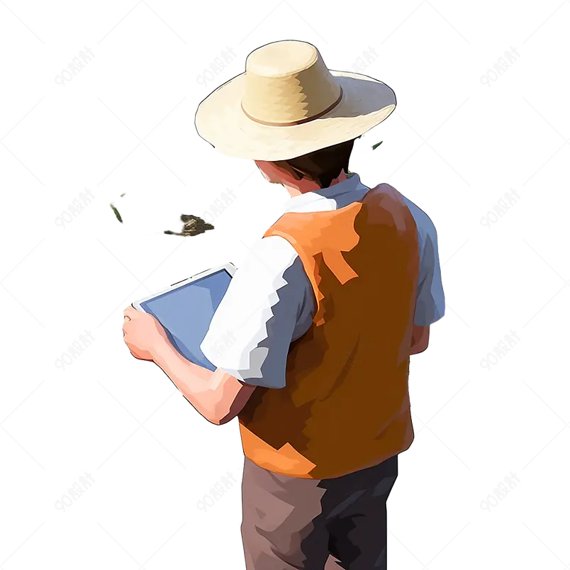 3D拿平板电脑的人免抠元素