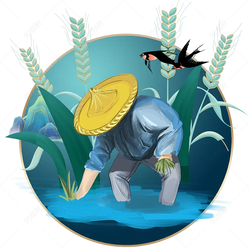 清新传统小满节气小麦麦穗海报装饰元素