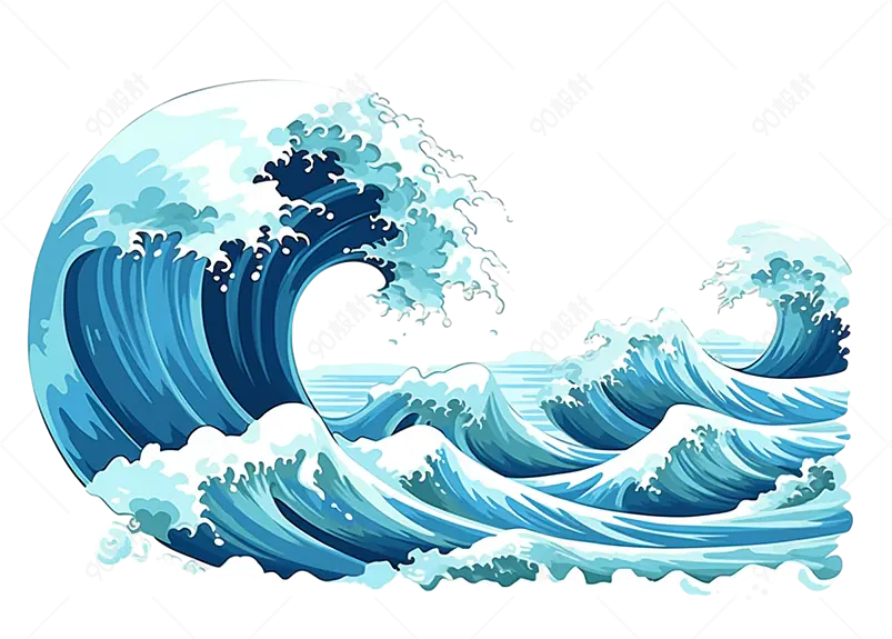 卡通蓝色浪花元素设计