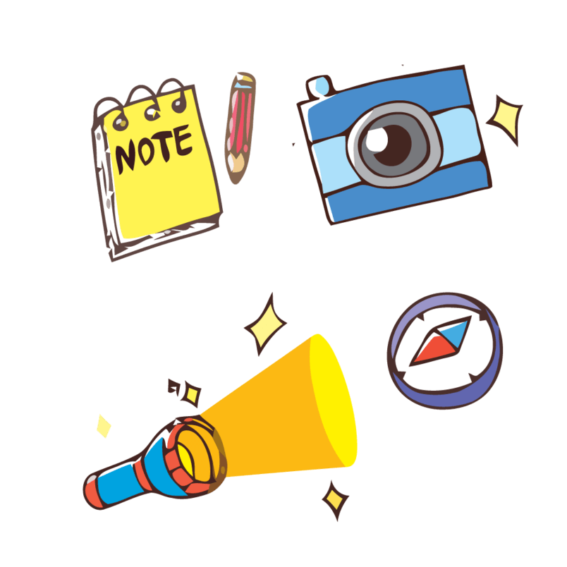 卡通旅游必备品