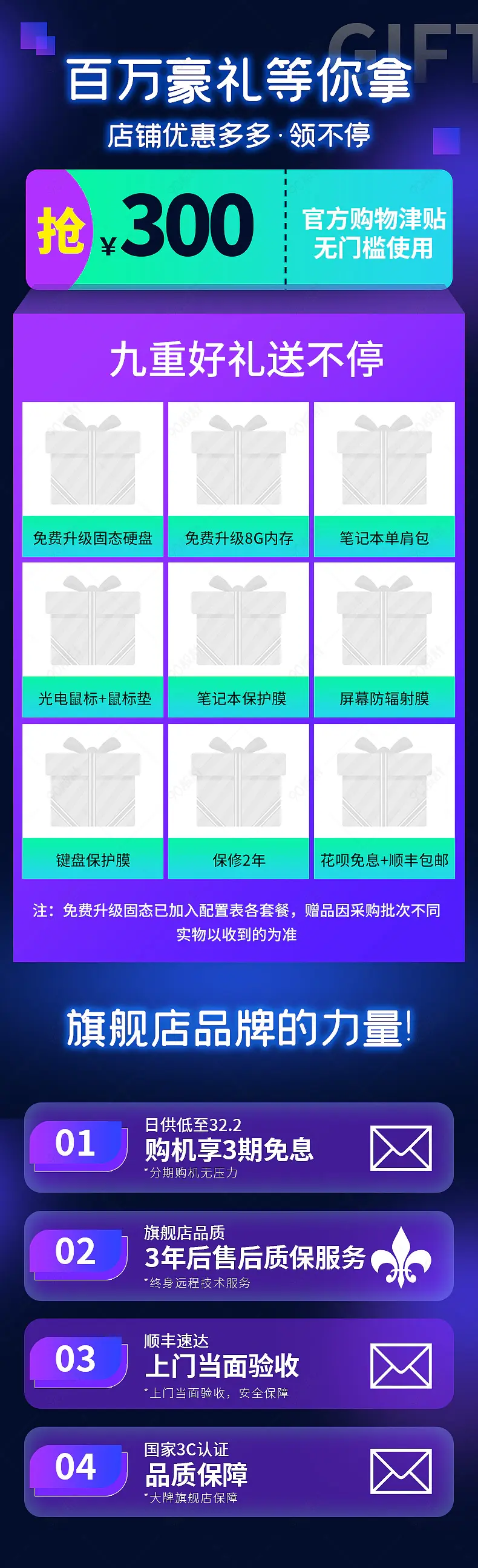 电脑数码电子产品炫酷买赠好礼送不停关联销售模板