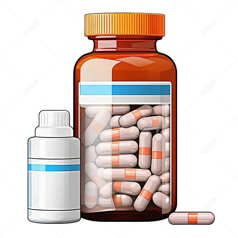 手绘医疗元素瓶装药丸药物