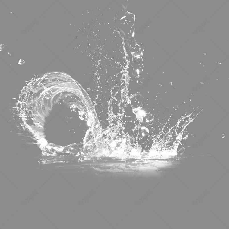 白色免抠水面水花溅射效果透明元素