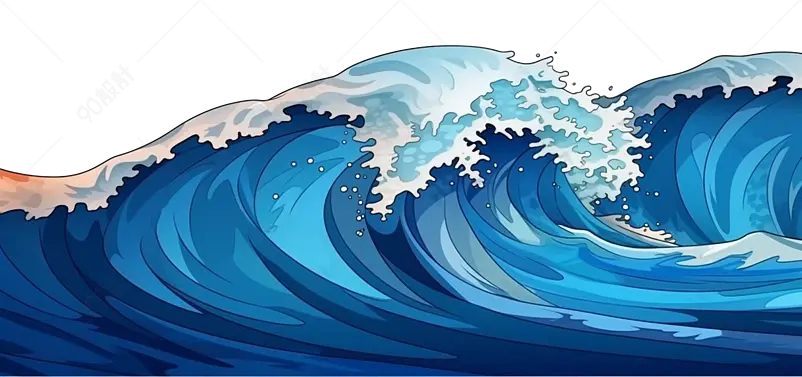 大海海水浪花元素设计