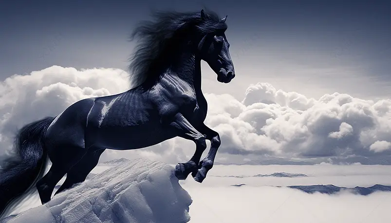 中国风企业文化水墨骏马画