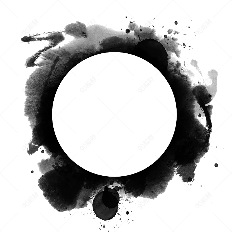 创意毛笔书法笔触灰白中国风黑白边框