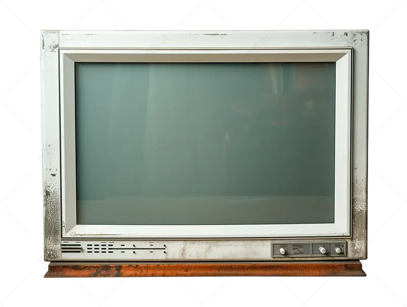90年代复古彩色老电视破旧生锈