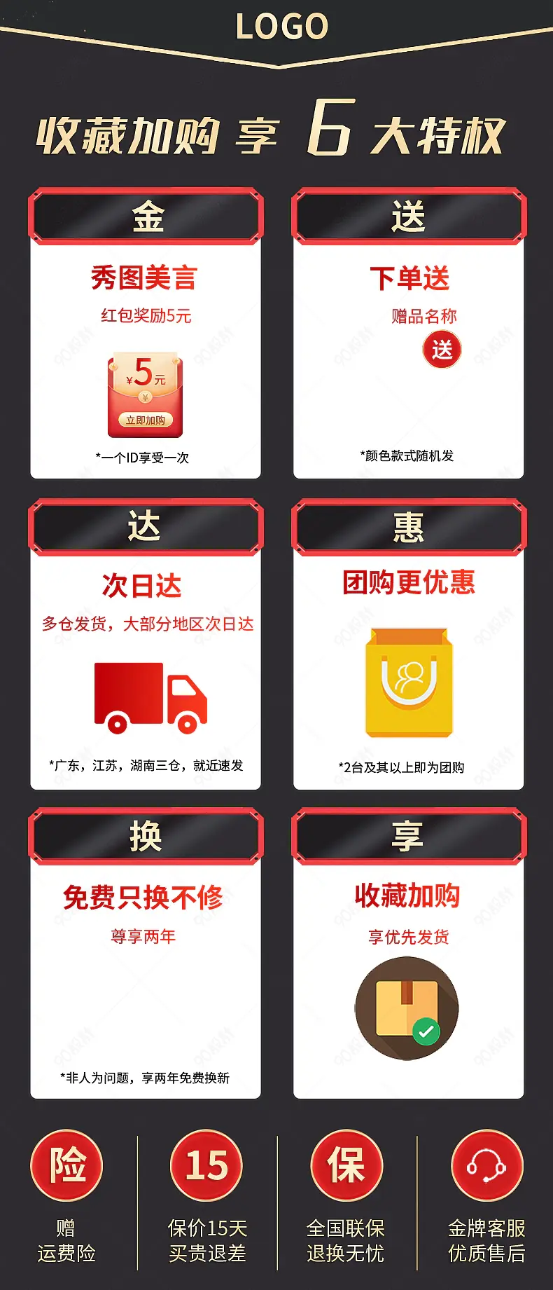 免费换新服务保价15天全国联保金牌客服运费险买贵退差退换无忧优质售后