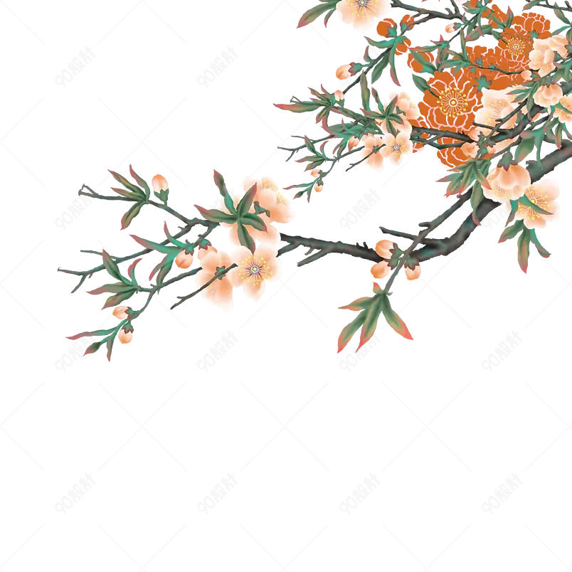 卡通装饰梅花国潮夏季植物立夏绿色插画元素