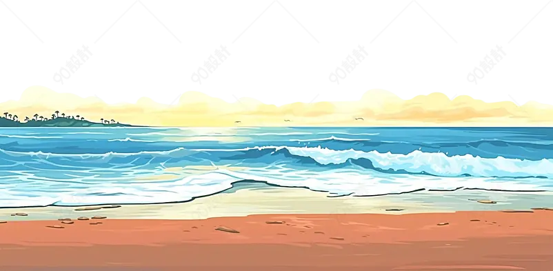 卡通海边沙滩元素设计