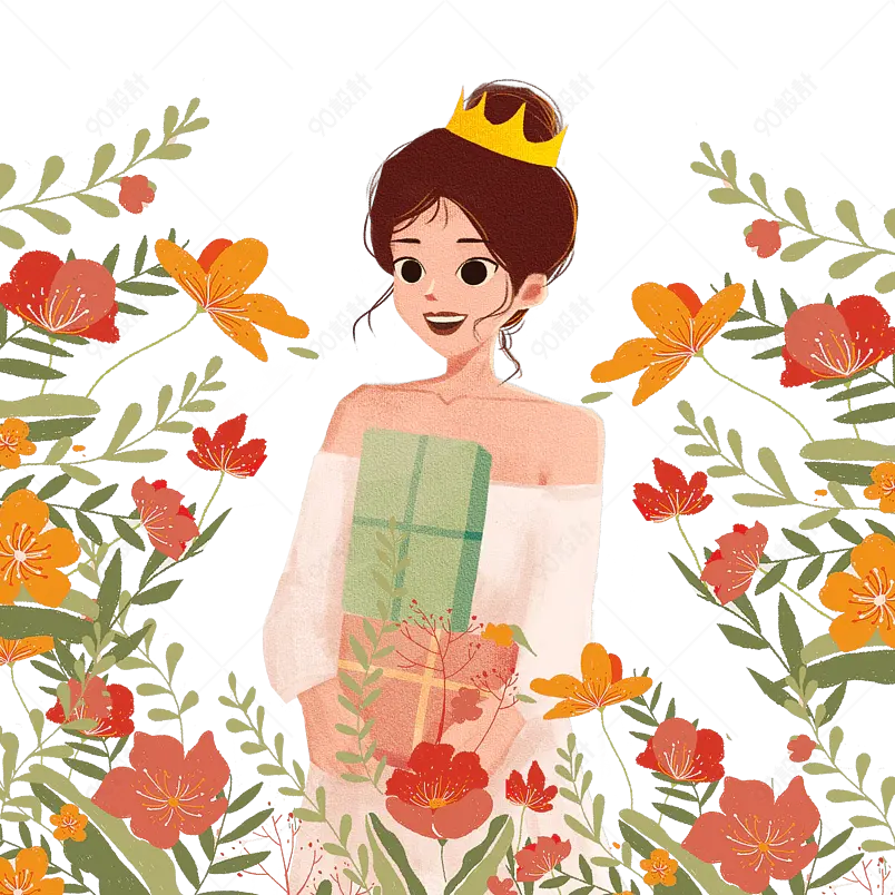 手绘卡通女神节女生节购物免抠元素