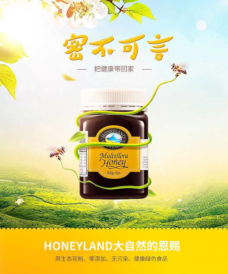 自然风医药保健蜂蜜详情页头图模板psd