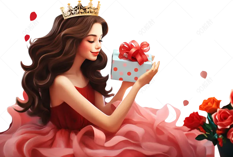 38女生节女神节购物美女抱礼盒