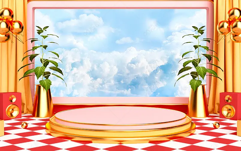 天空意境C4D立体空间创意背景