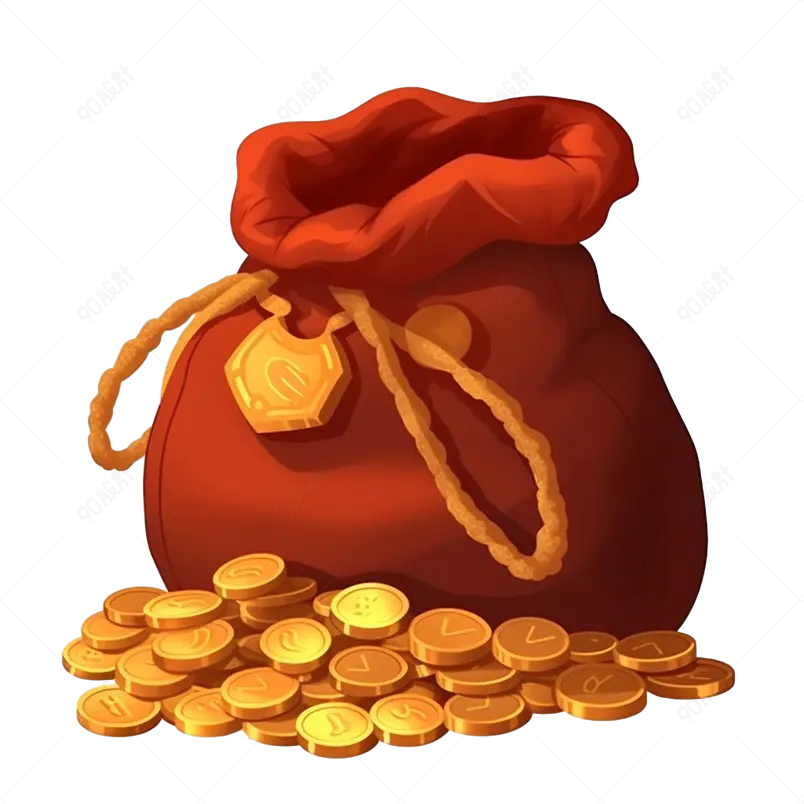 棕色旧袋钱币金币卡通手绘装饰元素