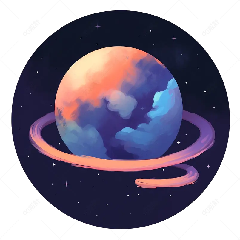 蓝底抽象地球图案卡通图标地球宇宙行星科技元素科学能源环保