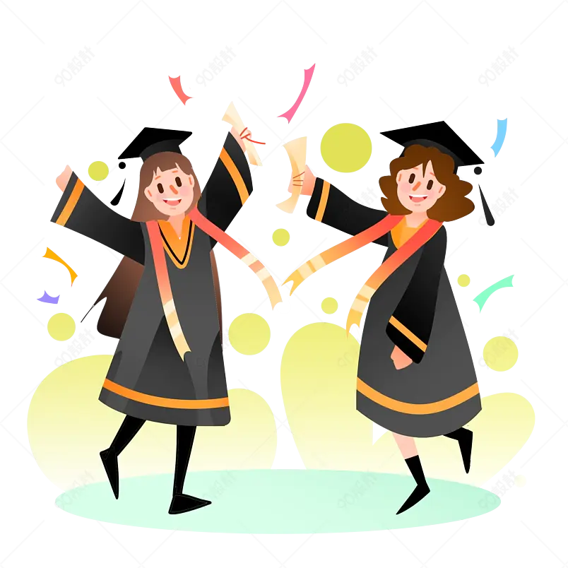 手绘卡通可爱学生毕业庆祝学士服装饰