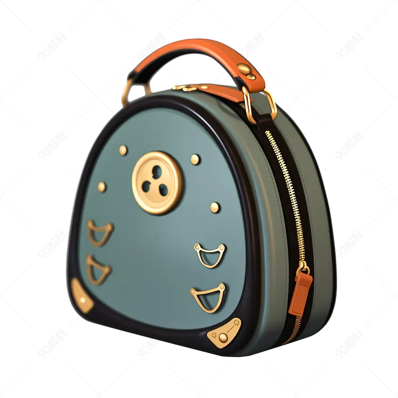 蓝灰色三角纽扣包开学季产品实物元素