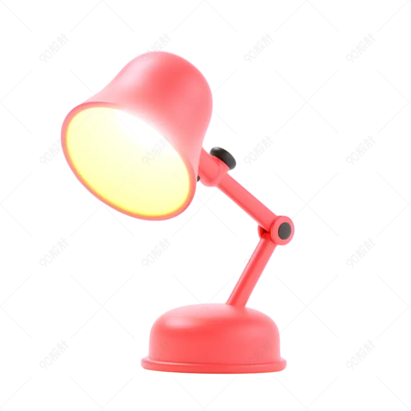 C4D立体红色台灯桌面台灯护眼灯