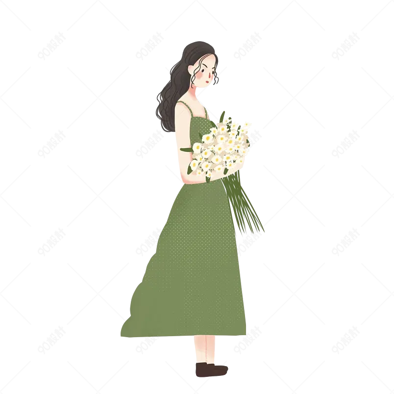 手绘卡通人物女生节女神节美女元素