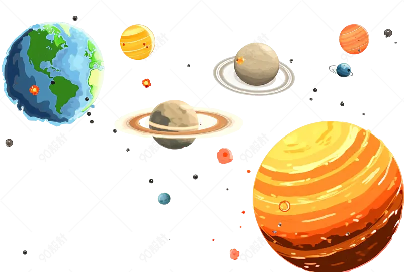 创意星空地球宇宙行星科技元素科学能源环保插画手绘