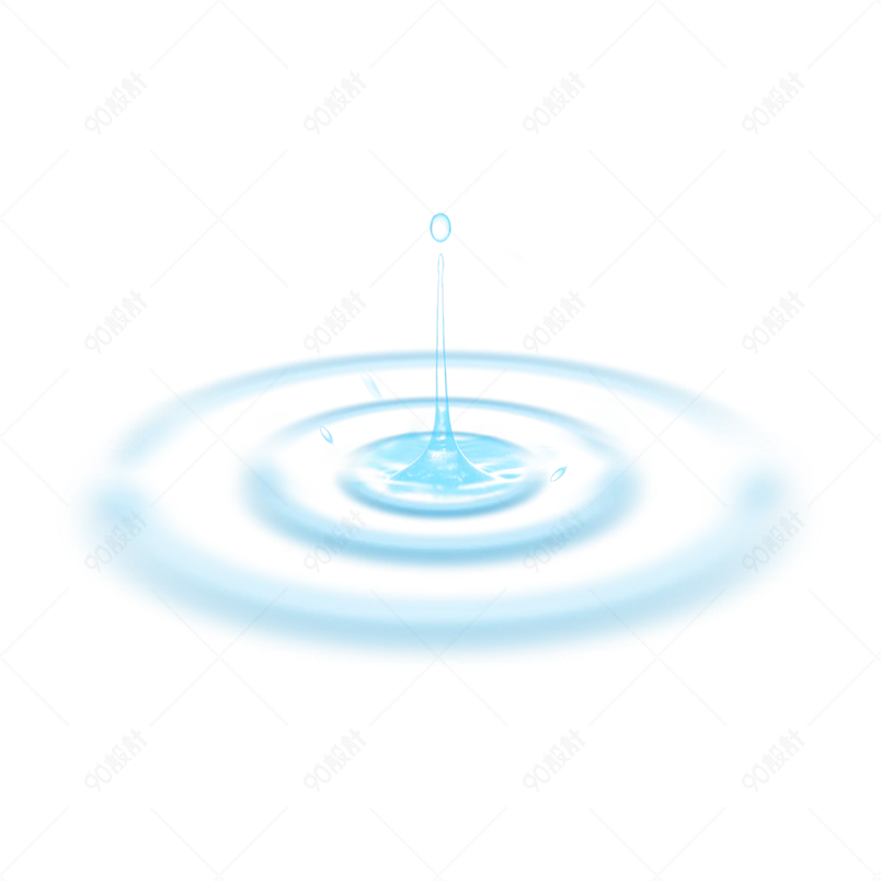 蓝色水滴水波纹水元素装饰分层素材