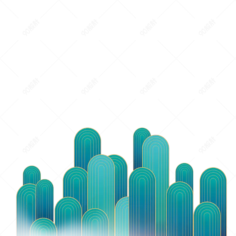 卡通装饰植物绿色几何图形边框元素