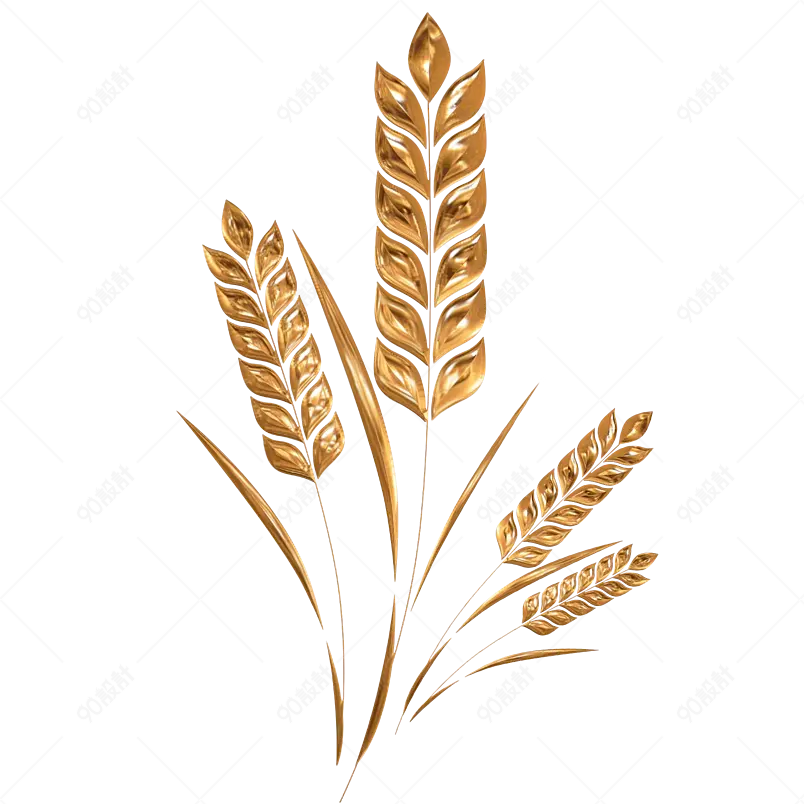 芒种金色稻穗金色小麦金色质感立体金属质感装饰元素