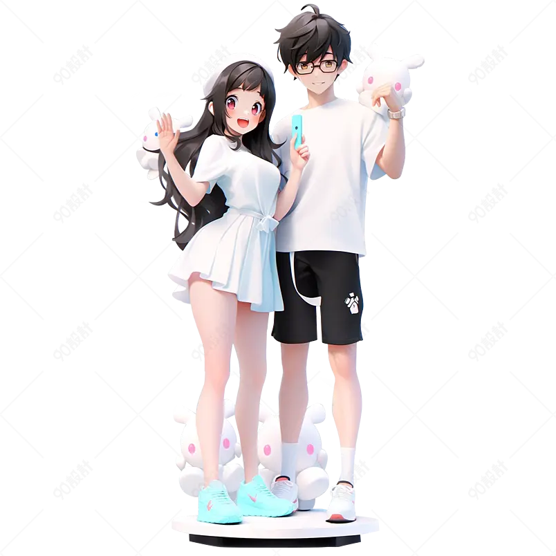 C4D甜蜜情侣浪漫情人节约会拥抱