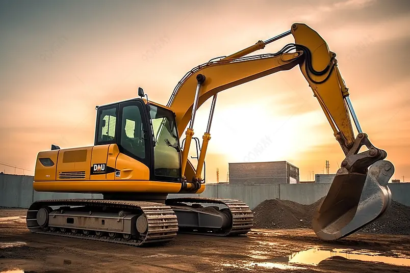 道路施工的挖掘机