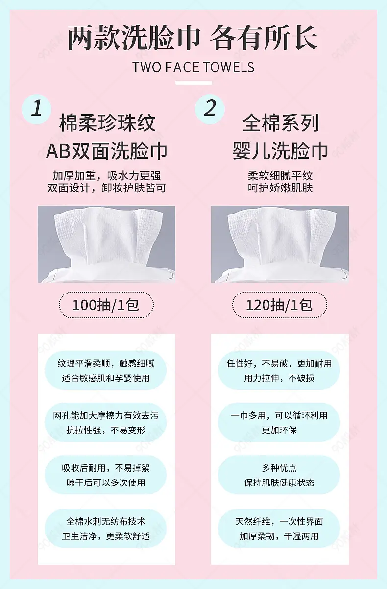 美妆个护化妆棉洗脸巾详情页产品关联营销模板