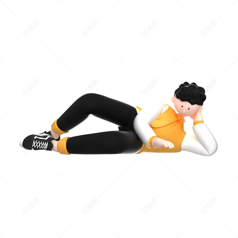 潮流风格躺着的时尚酷炫3D人物职业学生动作立体免抠元素